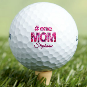 Mothers Day Gift #One MOM Pink Floral Personalised Golf Balls