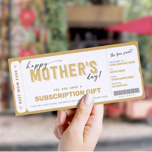 Mother's Day Gift Subscription Gift Box Voucher  Invitation