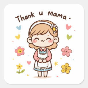 Mother's Day Gift Thank You Mama Square Sticker