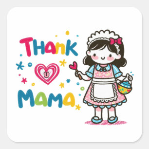 Mother's Day Gift Thank You Mama Square Sticker