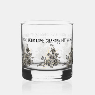 Mother's Day Glass with Sentimental Quote and Blac