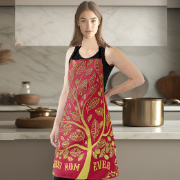 Mother's Day Gold Tree Of Life Best Mum Ever Chef Apron