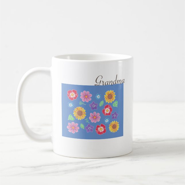 Mother's day Grandma Flower Garden Coffee Mug (Left)
