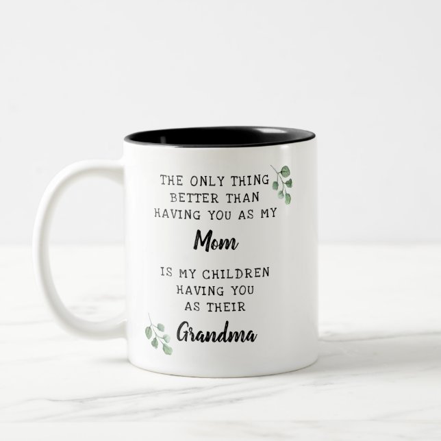 Mother's Day Grandma Keepsake Modern Photo Gift Two-Tone Coffee Mug (Left)