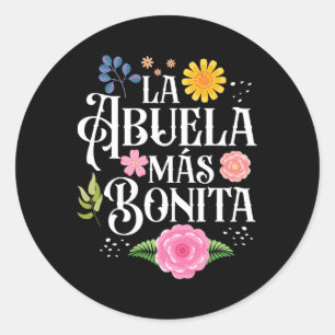 Mothers Day Grandma La Abuela Más Bonita Hispanic Classic Round Sticker