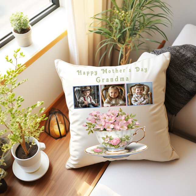 Mother's Day Grandma Teacup Flowers   Cushion (Creator Uploaded)