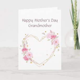 Mother's Day Grandmother Pink Flower Heart  Card