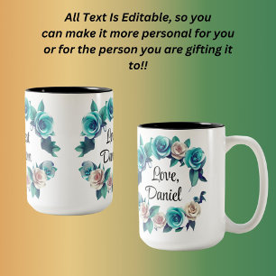 Mother's Day Green And Yellow Roses Two-Tone Coffee Mug