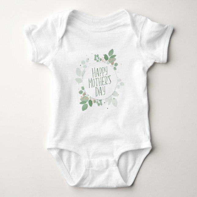 Mother's Day Green Leaves Wreath | Bodysuit (Front)