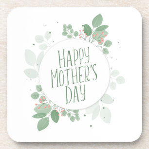 Mother's Day Green Leaves Wreath   Coaster