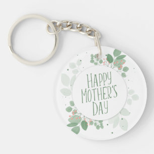 Mother's Day Green Leaves Wreath Keychain
