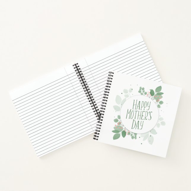Mother's Day Green Leaves Wreath | Notebook (Inside)
