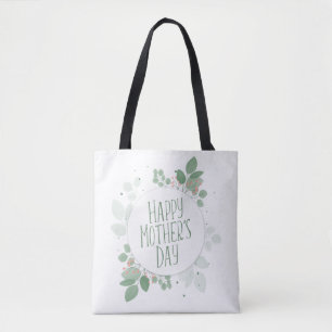 Mother's Day Green Leaves Wreath Tote Bag