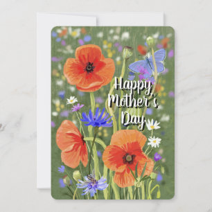 Mothers Day greeting card wildflower butterflies