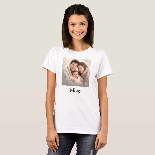Mother's Day Happy Family Mum Custom Photo Name  T-Shirt (Front Full)