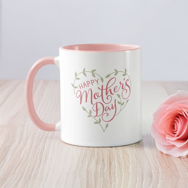 Mother's Day Heart 2 Photo Personalised Mug (Shown on an 11 oz. Combo mug)