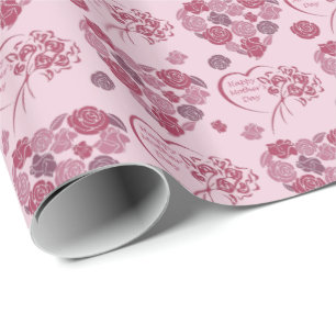Mother's Day Heart Bouquet Pattern Wrapping Paper