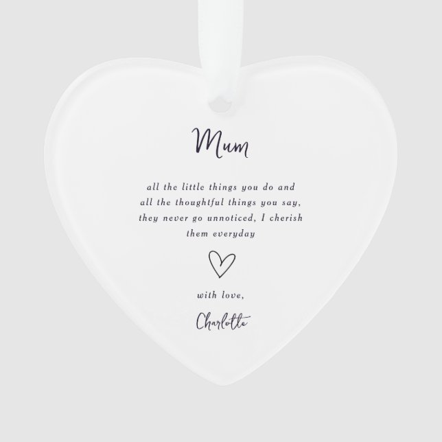 Mother's Day Heart Keepsake Ornament (Front)