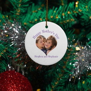 Mother's Day Heart Photo Ceramic Ornament