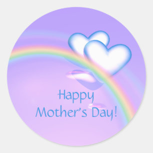 Mothers Day Hearts on Rainbow Classic Round Sticker