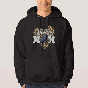 Mothers Day Hockey Mum Leopard Heart Game Day Chee Hoodie