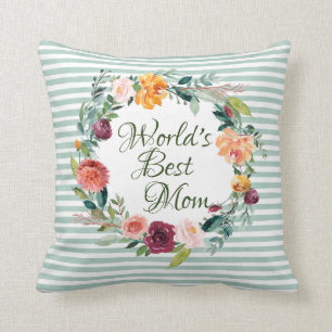 Mother's Day Holiday World's Best Mum Rustic Bloom Cushion