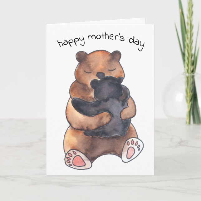 Mother's Day Hug Cute Baby Bear Card (Front)