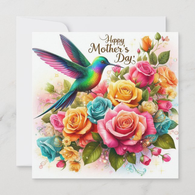 Mothers day Hummingbird Holiday Card (Front)