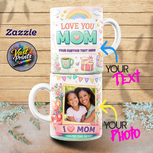 Mother's Day I Love Mum Floral Photo Collage Mugs