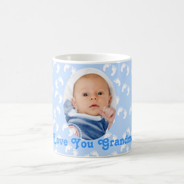 Mother's Day "I Love You Grandma" Blue and White Coffee Mug (Center)