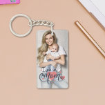 Mother's day I love you mum heart typography photo Key Ring<br><div class="desc">Give your mum a wonderful present on Mother's Day or her birthday to show your appreciation. This keychain features a customisable picture template and a lovely typography overlay that reads "I love you mum" in blue and pink letters and is embellished with pink hearts. The back of this keychain is...</div>