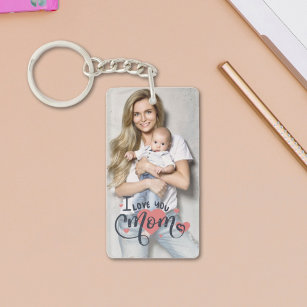 Mother's day I love you mum heart typography photo Key Ring