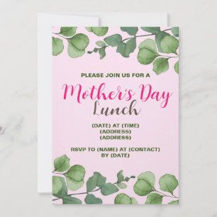Mother's Day Invitation Card, Editable Template