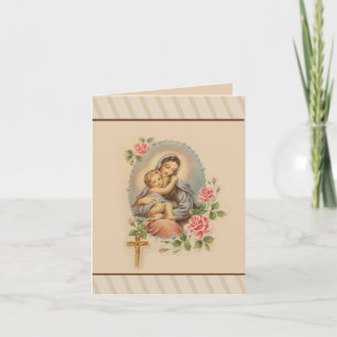 Mothers Day Jesus Mary Roses Rosary Card