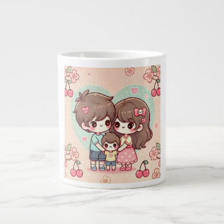 Mother's Day, Kawaii, and Sweet Cherry Large Coffee Mug