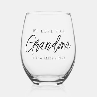 Mother's Day Keepsake We Love you Grandma Stemless Wine Glass