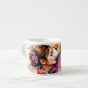 Mother's Day Kimono Art with Floral Embrace Espresso Cup