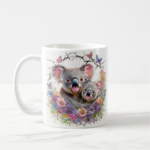 Mother's day Koalas Surrounded By Vibrant Floral  Coffee Mug