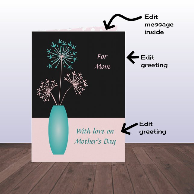 Mothers Day large custom text flowers for mum Card (Creator Uploaded)