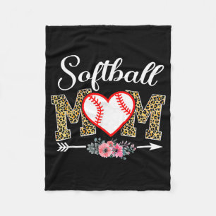 Mother's Day Leopard Softball Mom Softball Game Fleece Blanket