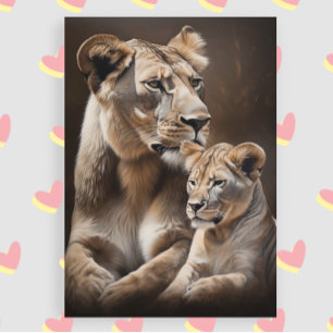 Mother's Day Lion  and Cub Painting Card