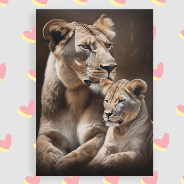 Mother's Day Lion  and Cub Painting Card (Creator Uploaded)