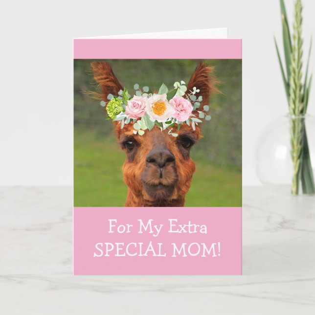 Mother's Day Llama Funny  Holiday Card (Front)