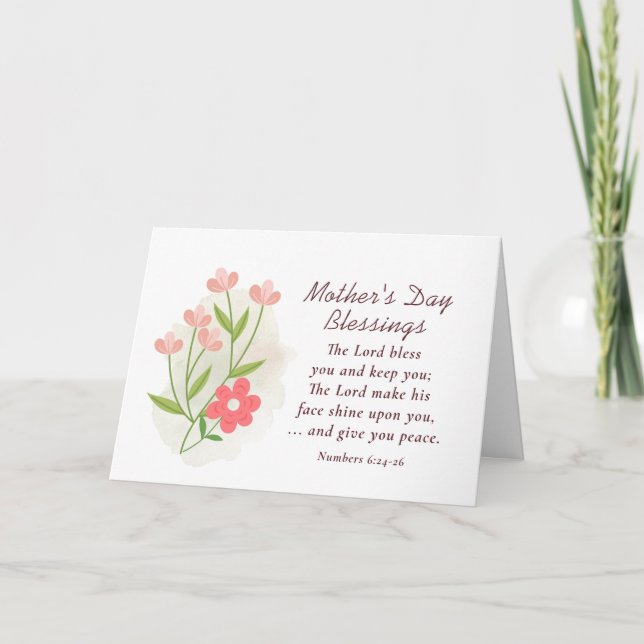 Mother's Day Lord Bless You Bible Verse Christian Holiday Card (Front)