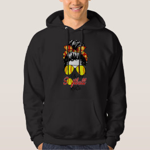 Mother's Day Loud & Proud Softball Aunt Messy Bun  Hoodie