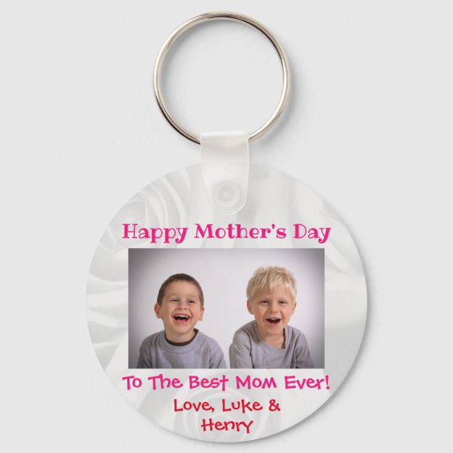 Mother's Day Love Best Mum Ever Cute Kids Photo Key Ring (Front)