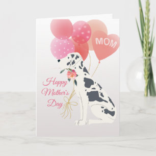 Mother's Day Love from Spotted Great Dane Dog Card