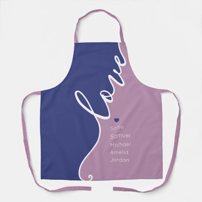 Mother's Day Love Personalised Names Apron (Front)