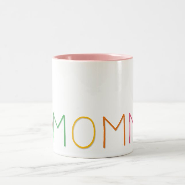 Mothers Day Love You Mum Red Heart Colourful Text Two-Tone Coffee Mug (Center)