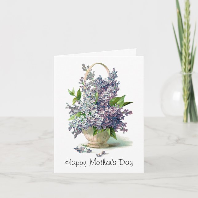 Mother's Day: Lovely Purple Lilac Basket Card (Front)